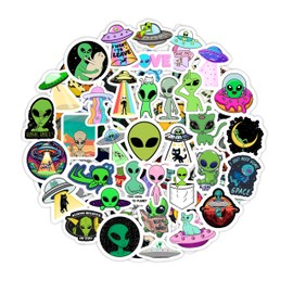 UFO Stickers, Alien Stickers for Water Bottles and Laptops - UFO Party Gifts and Decorations, Waterproof Vinyl Stickers, Space and Fun Stickers - UFO Stickers, Alien Stickers