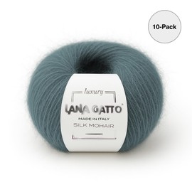 Silk Mohair Luxury Yarns, Premium and Soft Blend for Knitting, Made in Italy (Green - 30486, 10)