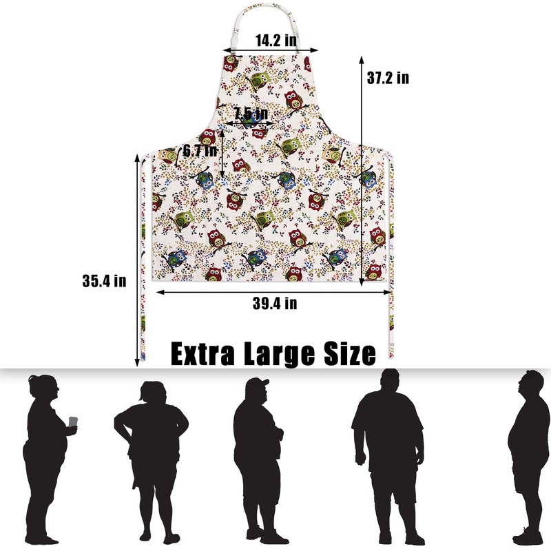 LOLOMLO Oversize Canvas Cotton Apron, Extra Large Aprons with 2