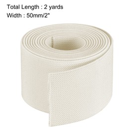 sourcing map Twill Wide Elastic Band Double-Side 50mm(2 inch) Flat 2 Yard Woven Elastic Band Knit Elastic Spool Heavy Stretch Strap Cream White for Sewing, Waistband