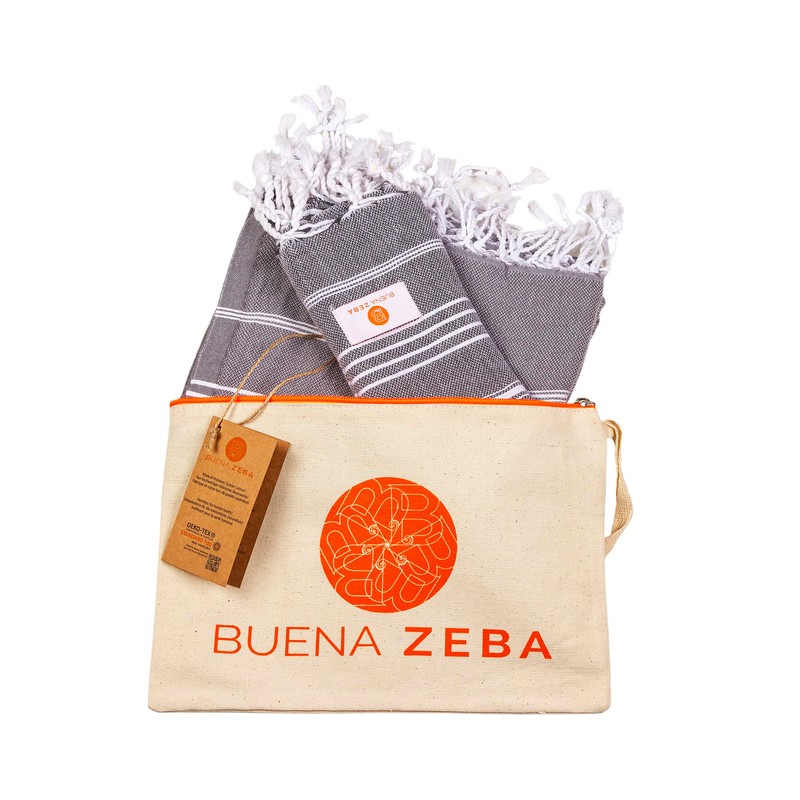 Buena Zeba Beach and Sauna Towel (Anthracite) with Bag