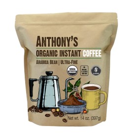 Anthony's Organic Instant Coffee,14oz, Ultra Fine Microground, Gluten Free, Arabica, Non GMO