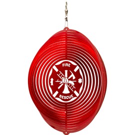 SWEN Products Fire Rescue Circle Swirly Metal Wind Spinner