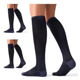 Bevigorio Compression Socks for Women and Men 20-30mmHg Circulation Athletic Running Sports Support Knee High Socks 3pairblack S/M