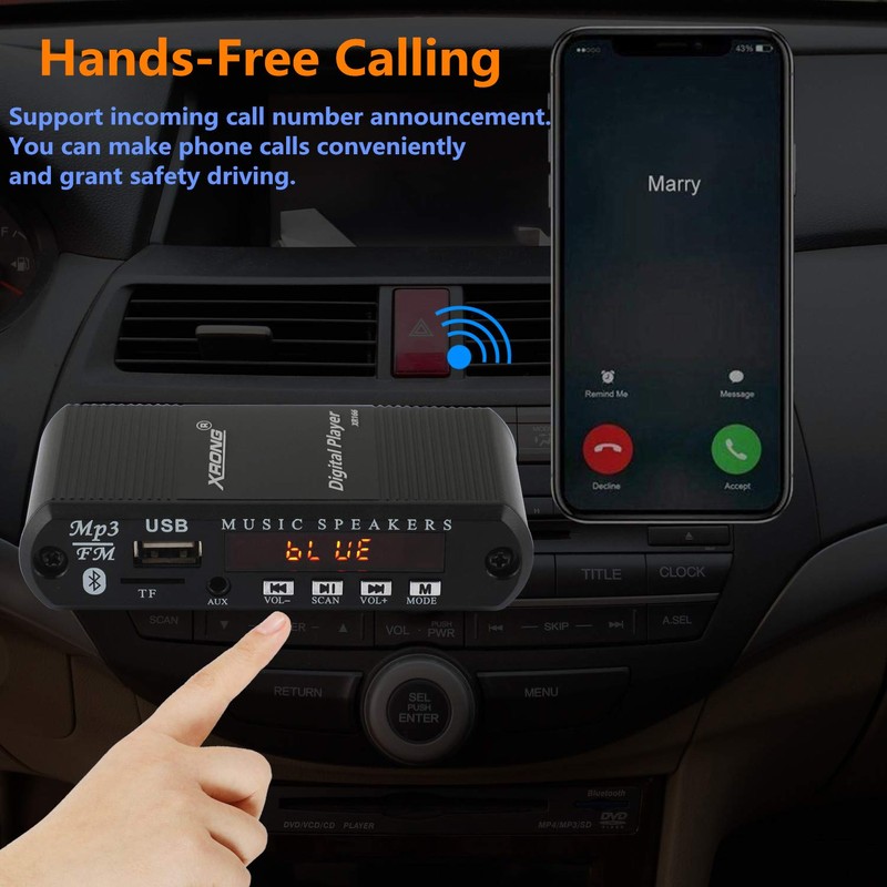 Bluetooth Audio Receiver FM Radio,MP3 Digital Player,LED 4-Digital Display,SD Card/USB