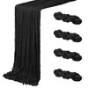 ACSUIT 4 Pack Black Cheesecloth Table Runner 20 x 120