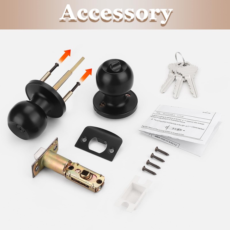 Probrico 6 Pack Black Door Locks with Key, Exterior Door
