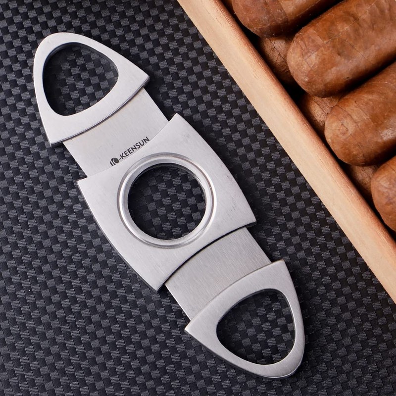 KEENSUN - Cigar Cutter, Stainless Steel Guillotine Double Blades and