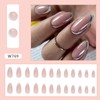 Pink Press on Nails Medium Almond Fake Nails White Tip
