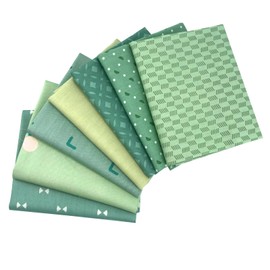 Qililandiy 7 Pcs Fat Quarters Fabric Bundles Quilting Fabric Bundle Patchwork for Sewing Quilting and Crafting (Green)