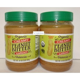 Trader Joe's2 Joe’s Organic Creamy Peanut Butter Valencia Salted 16oz 454g (Two Bottles)
