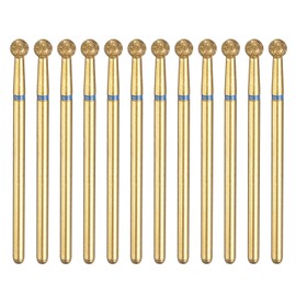 sourcing map 12pcs 120-140 Grits Diamond Grinding Bit 3.5mm Ball Head 2.35mm Shank 3.5mm Length Titanium Plated Stone Sanding Drill Bits Rotary Tool for Nails Grinding Polishing