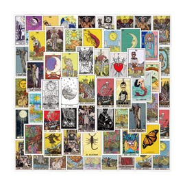 60Pcs Tarot Stickers, Tarot Myth Magic Astrology Divination Stickers for Laptop,Waterbottle,Skateboard Phone Aesthetic Future Love Fortune Waterproof Vinyl Sticker Decal for Teens Adults Girls