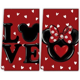 Valentines Day Decorations Kitchen Towels,4Pcs Red 24*15.7In Valentine Dish Towels With Love Heart Patterns Valentine Hand Towels Valentine's Day Towels Table Decor For Indoor Home Kitchen Table Decor