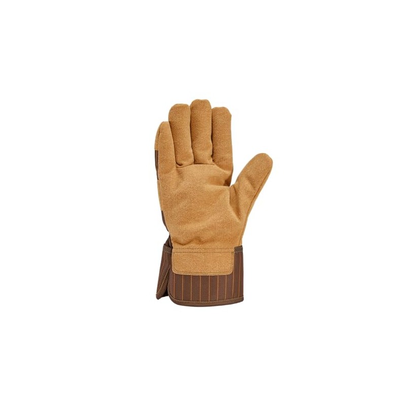 Carhartt Isolierter Herren-Handschuh aus synthetischem Wildleder, Sicherheitsmanschette, Braun, RR Stripe,
