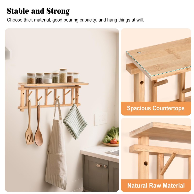 YeadCedle Coat Rack Wall-Mounted with Shelf Coat Hooks Wall Mount