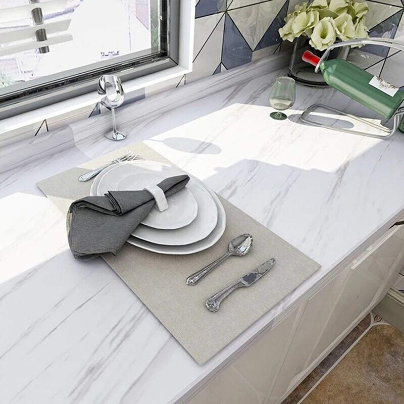 Livelynine 24 x197 Wide White Marble Contact Paper Peel and
