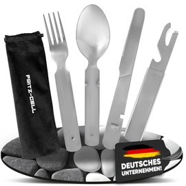 Fritz-Cell Stainless Steel Camping Cutlery German Army Outdoor Cutlery - 4 Pieces