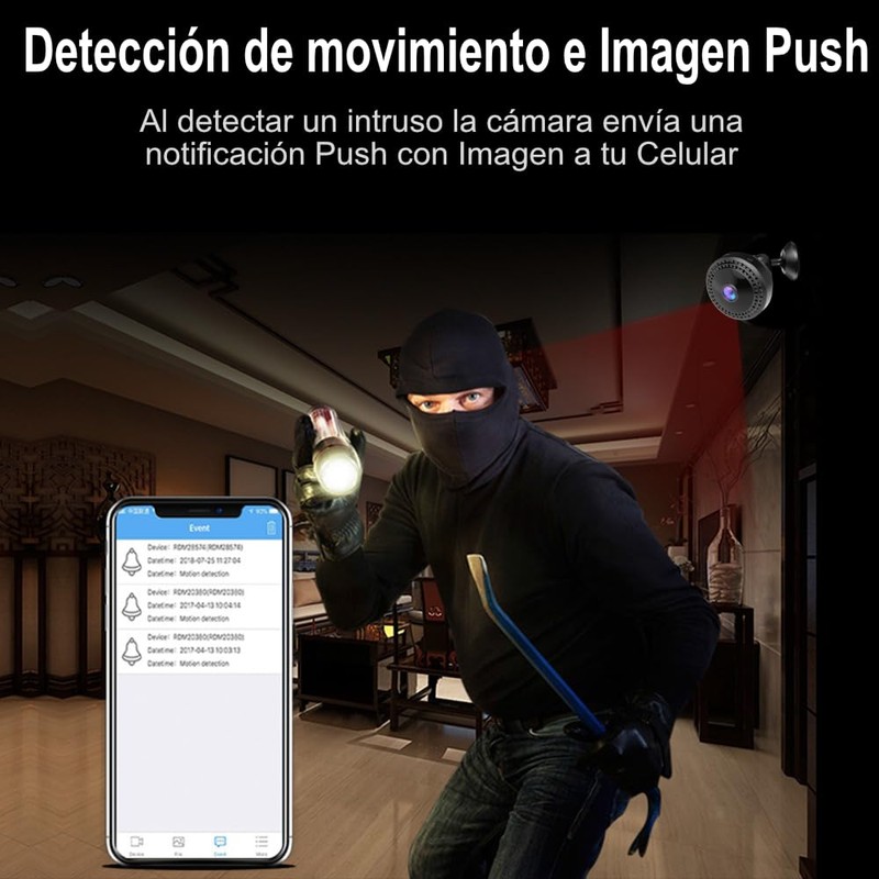 ZINKER Mini Cámara WiFi Oculta FullHD Batería iOS Android App,