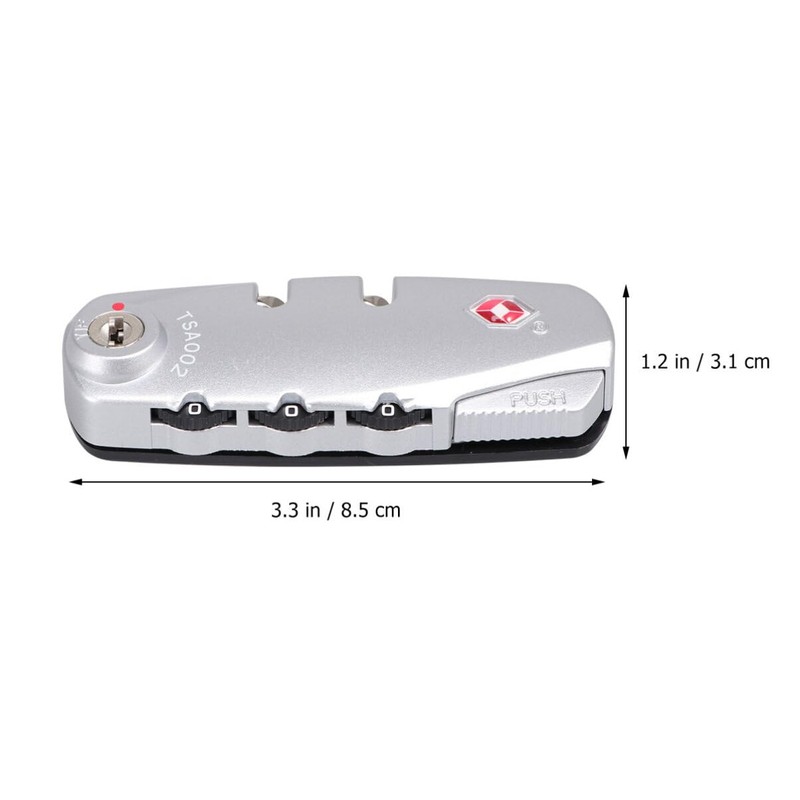 DEARMAMY Silver Tsa Combination Lock: 3-Digit Luggage Lock Integrated Customs