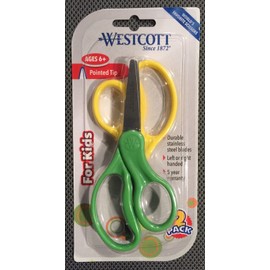 Westcott School GREEN YELLOW 5” Inch Kids Pointed Tip Scissors Left / Right