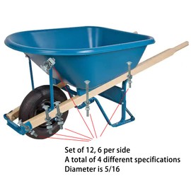 (12pcs) 304 Stainless Nuts and Bolts, Carriage Bolts, Wheelbarrow Parts, Wheelbarrow Handles Replacement Kit