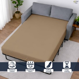 Cottington Lane 1 Piece Sleeper Sofa Fitted Sheet Queen Size, Premium Quality 100% Egyptian Cotton, 6 Inch Deep Sofa Bed/Pullout Couch Bottom Sheet Only, Cooling, Soft & Breathable, Taupe