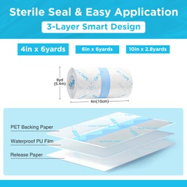 OK TAPE Tattoo Aftercare Bandage 4 in x 6 yd,Second Skin Tattoo Cover Up Patch for Faster Healing and Skin Recovery,Waterproof Transparent Latex-Free Film,Tattoos Supplies