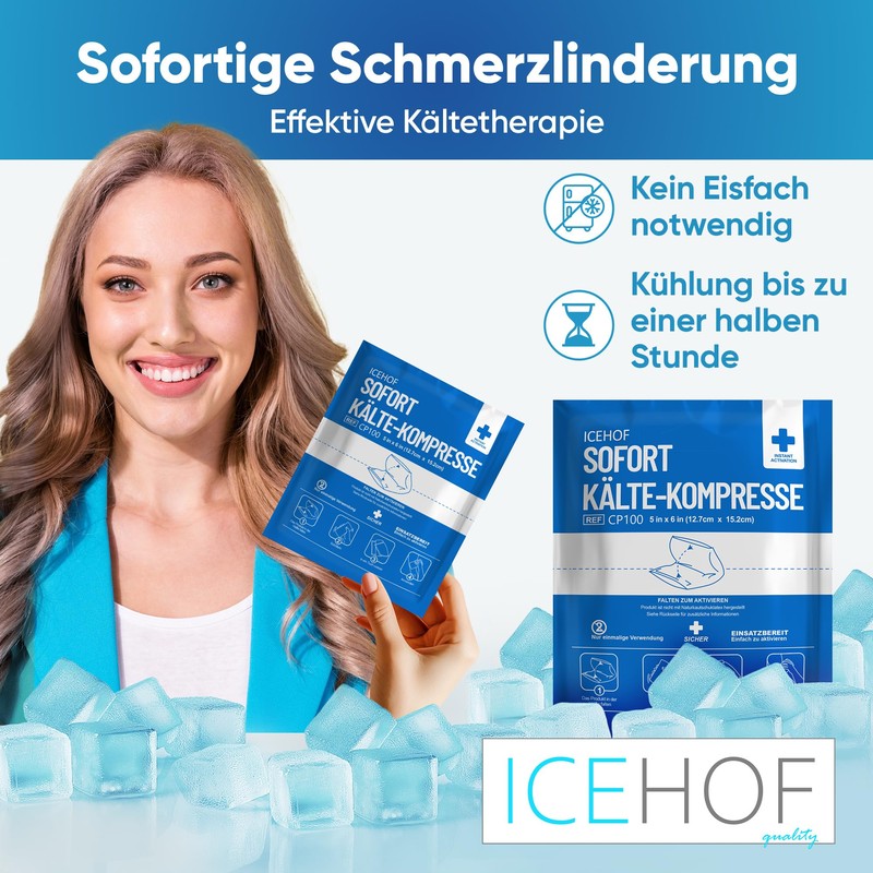 ICEHOF Cooling Pads for Bending, 10 x Instant Cold Compress,