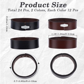 CRASPIRE 24Pcs 2 Colors Cowhide Leather Loop Keepers Belt Accessories 1.2inch Belt Loop Leather Keeper Ring End Strap Retainer Tool Belt Replacement Fit for DIY Craft Bag Belt Black Brown