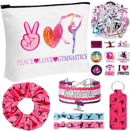 Seenelling 56 Pcs Sport Inspirational Gifts for Women Cosmetic Bag Purse Accessories for Players Teams Stuff Birthday Gifts Sport Party Favors(Simple Gymnastics,Rose Red)