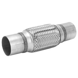 Stainless Steel Exhaust Flex Pipe, 57 x 250 mm, Double Braided Bellow, Silver, Suitable for Off-Road Vehicles