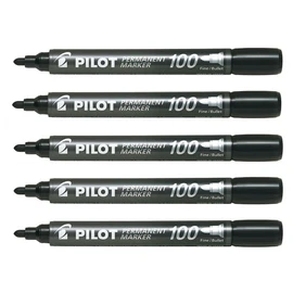 Pilot SCA-100 Permanent Markers Bullet Tip 1 mm Pack of 5 Blackaa
