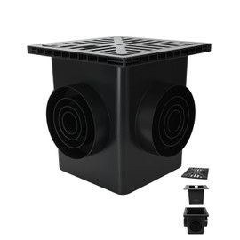 Upgrade 12-Inch Catch Basin Drainage Kit with Debris Basket Strainer, Fit for 4 Size(2",3",4-3/8",6-3/8") Pipes, for Garden, Yard, Lawns, Outdoor (1 Pack)
