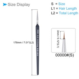 CoCud Detail Paint Brushes, 00000# 3mm Pointed Tip, Nylon Small Tiny Miniature Painting Brush Black - (Applications: for Fine Detailing Art Painting), 5-Pieces