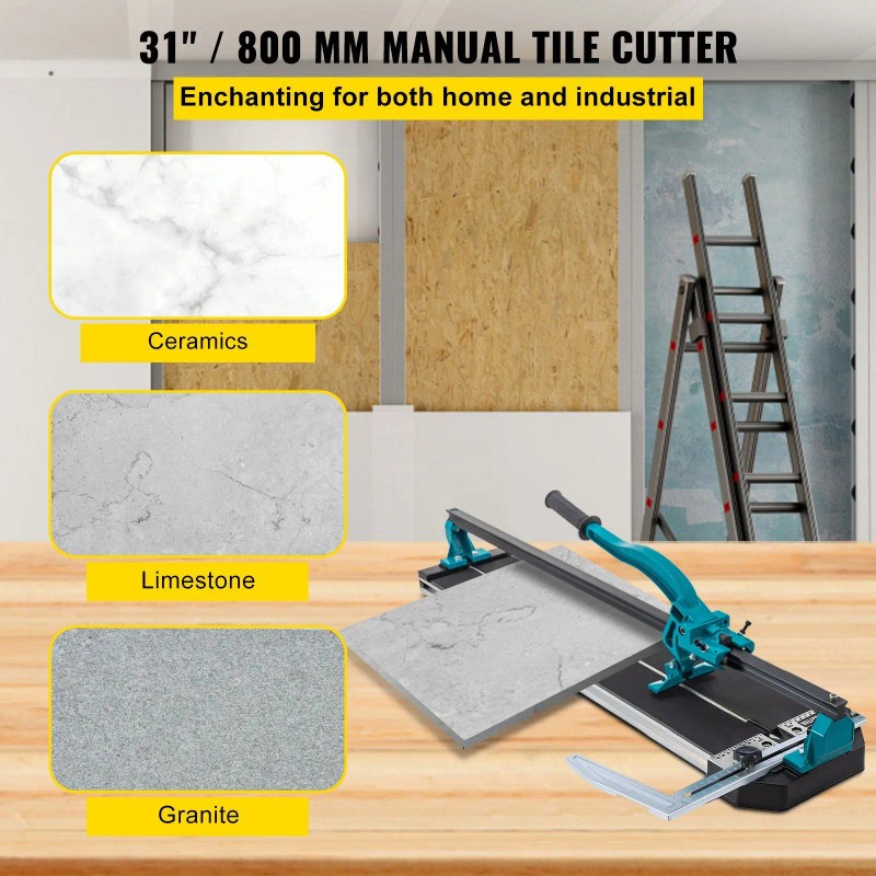 31 Inch Manual Tile Cutter Single Rail Precise Laser Positioning