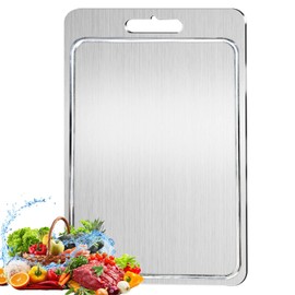 2025 New 100% Pure Titanium Cutting Board with Grooves, Double Sided, Meat, Fruit and Vegetable Cutting Board, Dishwasher Safe (13.3 * 9)