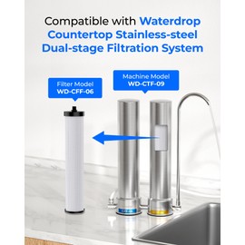 Waterdrop WD-CFF-06 Replacement Filter, Countertop Water Filter, 8000 Gallons Longer Filter Life, Reduces PFOA, PFOS, Chlorine, Sediment, 1 Pack