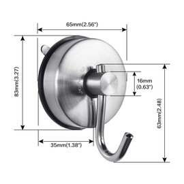 JOMOLA Suction Cup Hook, 2 Piece Wall Hook, Waterproof Wall Hook, Strong That Won't Damage Walls, Hook Load Capacity 11.0 lbs (5 kg), Easy Installation, Can Be Repeatedly Used, No Traces, Suitable for