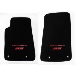 AFM NEW BLACK Carpet Floor Mats 2010-2015 Camaro SS Embroidered Double Logo 2pc Set