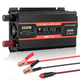 Nastopee Spannungswandler 12v 230v,wechselrichter 2000w,mit Alligatorclip Zigarettenanzünder Stecker,1 Ac Steckdose & 2 USB Port,Power Inverter Für Auto