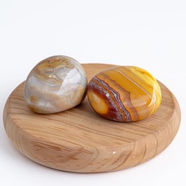 Polished Crazy Lace Agate Crystal Stones - 2 Pcs of 1.2" Worry Stone for Anxiety, Pocket Palm Stone Super Large Handpicked Natural Tumbled Gemstones for Meditation, Reiki, Chakra Healing, Home Decor