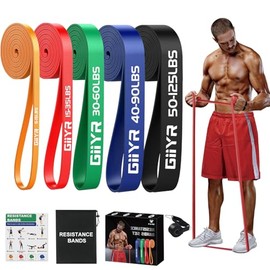 Resistance Bands Set for Men & Women - 4 Levels Exercise Band with Door Anchor, Pull Up Bands for Strength Training, Stretching, Powerlifting, Home Workouts, and CrossFit