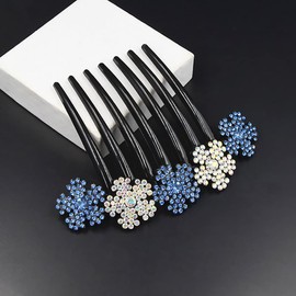 UUYYEO 4 Pcs Rhinestone Hair Combs Flower Hair Comb Slides Plastic Teeth Hair Side Combs Sparkly Hair Comb Clips Pins Bridal Hair Accessories