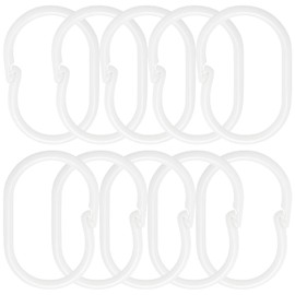 Curtain Hook Buckle, Bathroom Telescopic Rod Accessories, Bed Curtain, Door Curtain, Shower Curtain Hook C-Shaped Ring Opening Ring (10 Pieces, White Large Size)