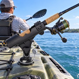 360° Adjustable Kayak Fishing Rod Holder with Flat, Rail, Round and Sliding Base Options