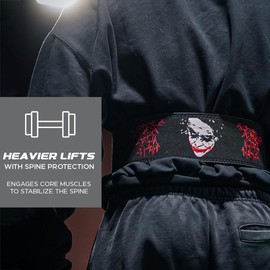 Katamu Premium Leather Lever Weightlifting Belt – Secure Steel Lever, Powerlifting Support for Deadlifts, Squats & Heavy Lifts - Be A Hero (Why So Serious, X-Large)