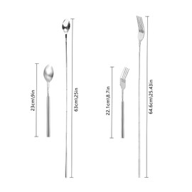 Xiciki Extendable Fork Spoon, Telescopic Stainless Steel Fork & Spoon, Dinner Retractable Spoons Expandable Extension Fork Spoon Extends to 25" for BBQ & Fruit