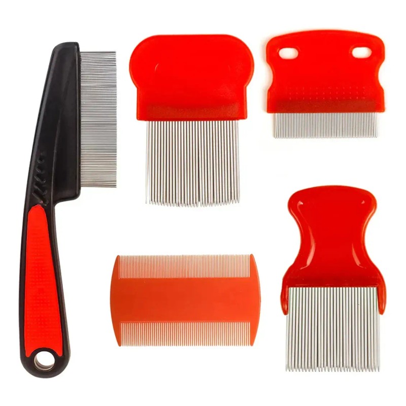 Set De 5 Peines Para Piojos Liendrera, Corto Largo Mango
