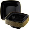 DecorLine Contour Collection Elegant Black Plastic Soup Bowls with Gold